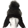 1_GNP_Ladies_Pompom_Hat_Front_Leather_SealSkin_SilverFoxPompom_Beaverlining