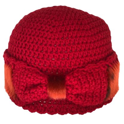 1_MonaSeams_Red Crochet and SealSkin Hat_Front