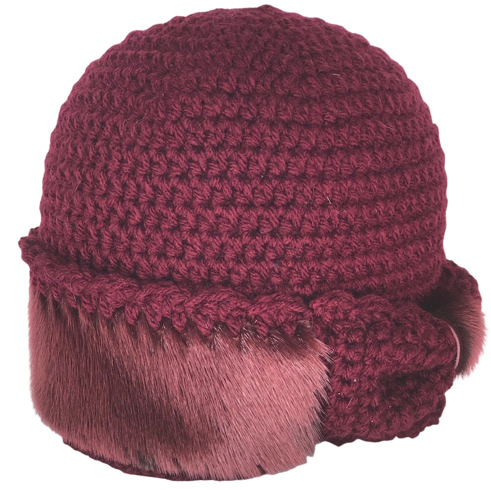 2b_MonaSeams_Burgundy Crochet and SealSkin Hat_Side