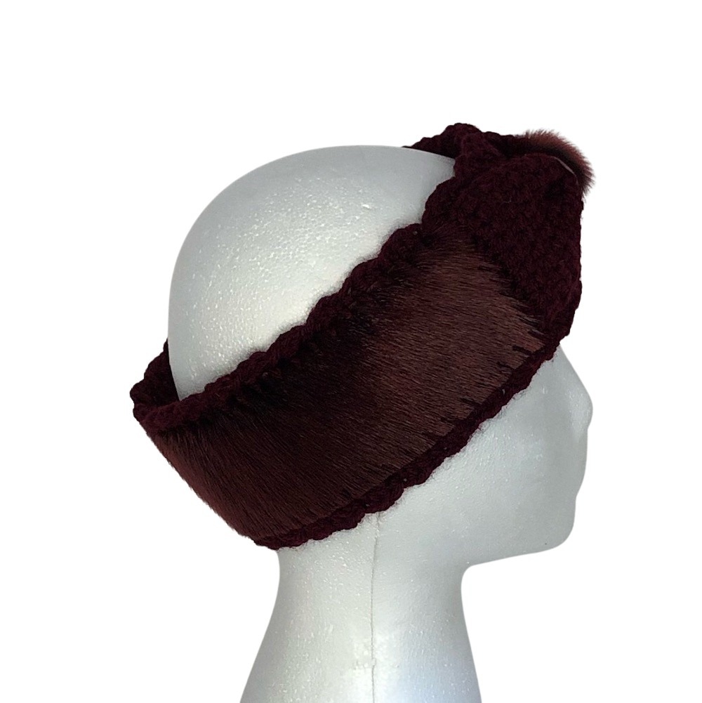 2b_Monaseams_burgundy Seal Skin and Crochet headband_Side