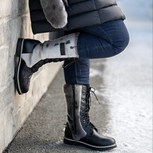 Seal Skin Boots Lace Up Style Inès