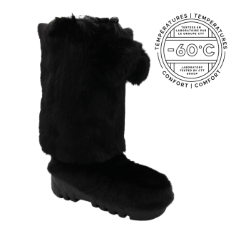 Rabbit Fur and Seal Skin Pompom Boots