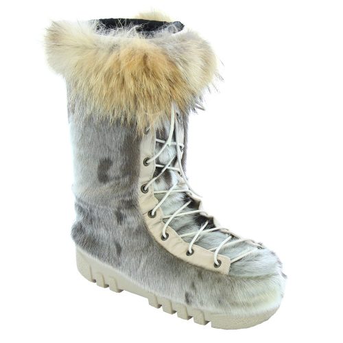 Botte en fourrure mocassin loup marin et coyote