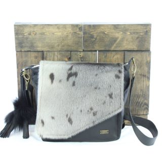 Sac à main femme modèle Jeanne cuir noir et loup marin