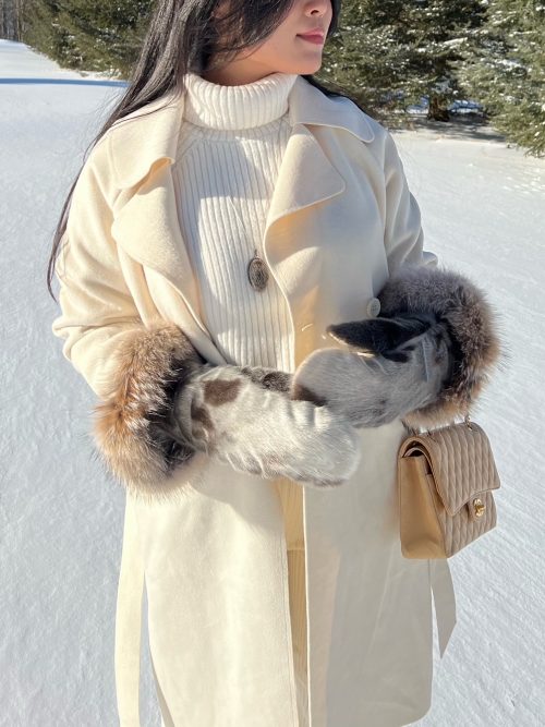 Mitaine en loup marin et coyote de luxe