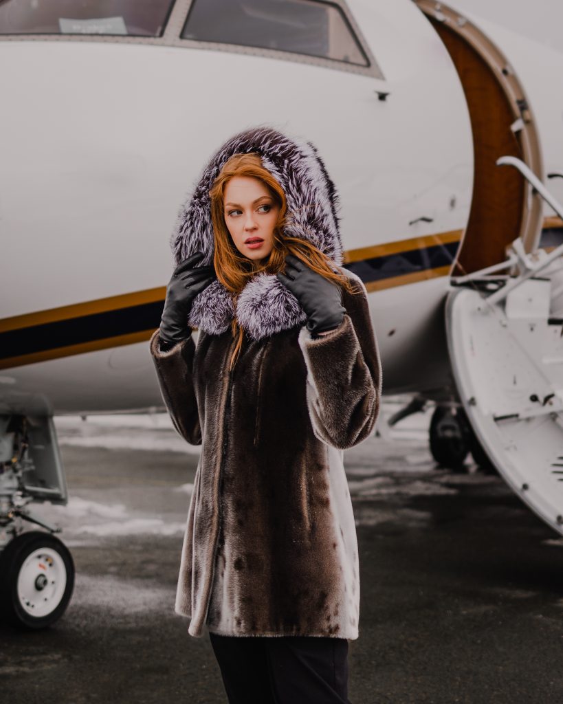 Carol – Seal Fur and Blue Fox Hood Coat