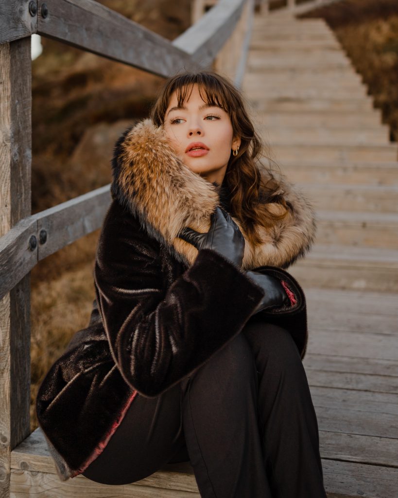 Carol – Seal Fur and Blue Fox Hood Coat