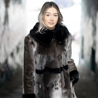 Seal Fur Coat with Sheared Beaver Collar and Cuffs