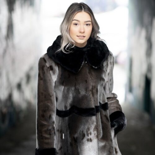 Seal Fur Coat with Sheared Beaver Collar and Cuffs