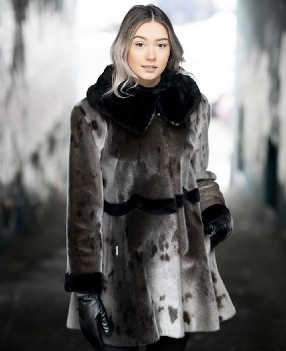 Seal Fur Coat with Sheared Beaver Collar and Cuffs