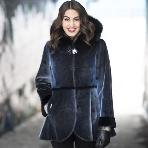 Seal Fur with Hood.  Sheared Beaver and Black Fox Trim (722)