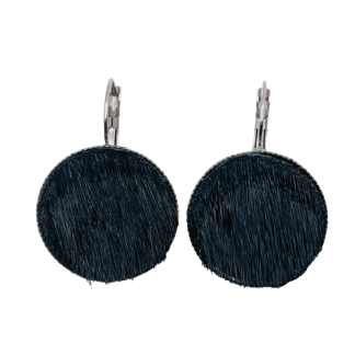 Round Seal Fur Stainless Steel Leverback Earrings