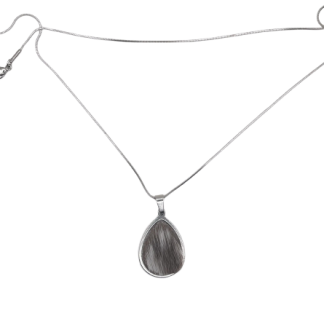 Bezel Teardrop Seal Fur Pendant Necklace