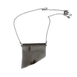 Asymmetrical Rhomboid Seal Fur Pendant Necklace