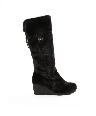 Bottes Noueva en fourrure de phoque noir — BILODEAU Canada