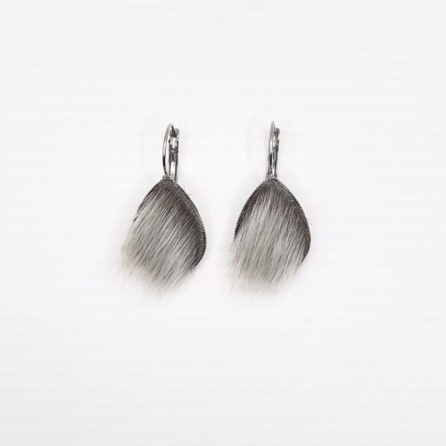 Teardrop Shaped Seal Fur Stainless Steel Leverback Earrings