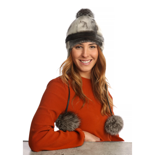 Beanie - Natural Seal and Silver Fox by BILODEAU Canada