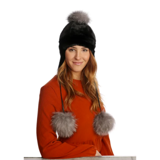 Beanie - Black Seal and Silver Fox