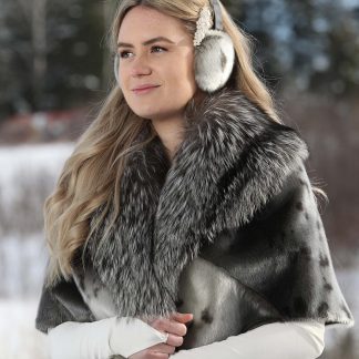 Shawl - Natural Seal and Silver Fox by BILODEAU Canada