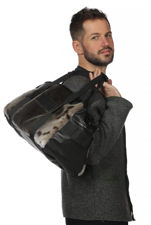 SAC DE VOYAGE CUIR ET LOUP MARIN NATUREL