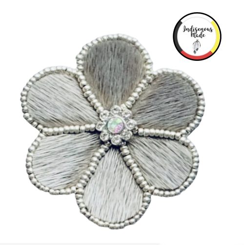 6 Petal Seal Skin Beaded Flower Brooch