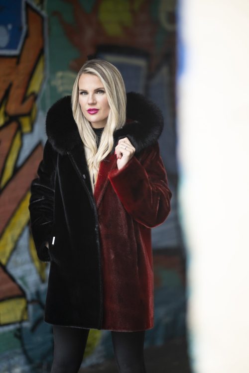 Manteau en fourrure de phoque bordeaux Elaine
