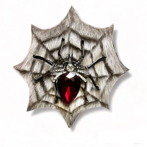 Red Stoned Spider and Sealskin Hairpiece