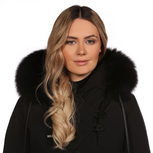 Fur Trim With Pompoms Black Fox