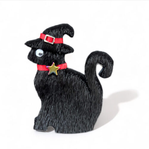 Halloween Sealskin Cat Brooch