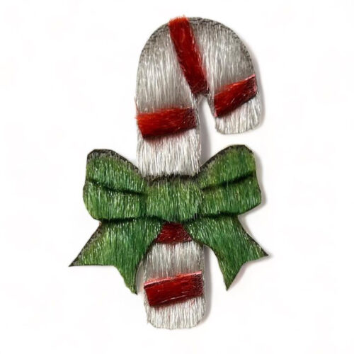 Broche sucre d’orge en peau de phoque