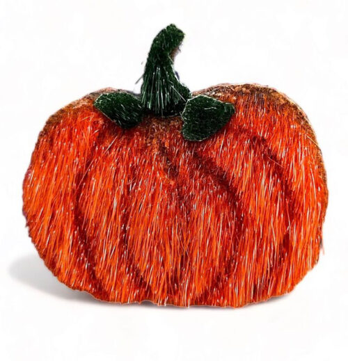 Broche citrouille en peau de phoque