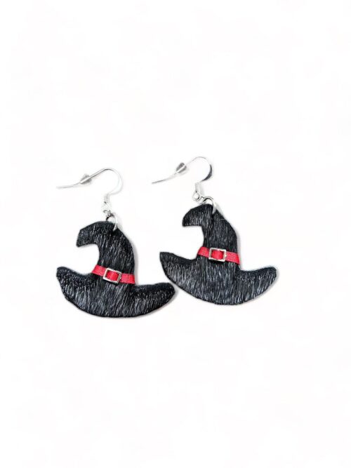 Boucles d’oreilles chapeau de sorcière en peau de phoque