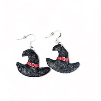 Boucles d’oreilles chapeau de sorcière en peau de phoque