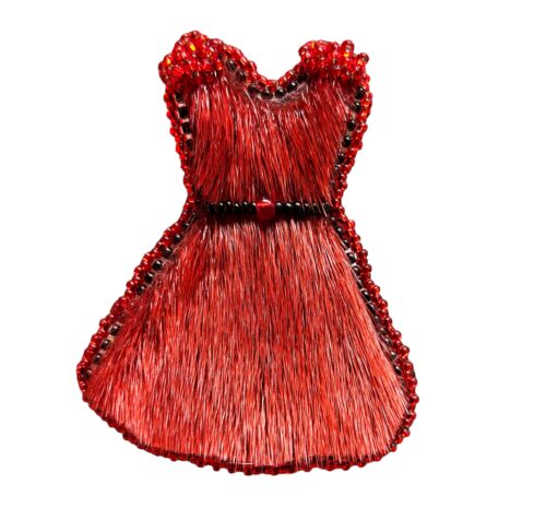 Red Dress SealSkin Brooch with Beading - MMIWG2S Awareness