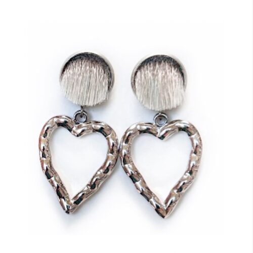 Sealskin Earrings with Metal Hearts