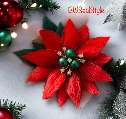 Poinsettia Seal Skin Brooch (Large)