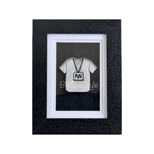 Framed Registered Sealskin Nurse Shirt with Beaded Lanyard