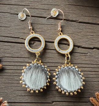 Rinestone Beaded Sealskin Earrings