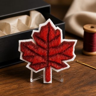 Broche feuille d’érable en peau de phoque