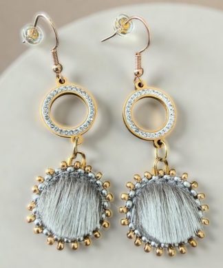 Rinestone Beaded Sealskin Earrings
